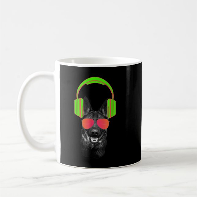 German Shepherd DJ Headphones und Glasses Kaffeetasse (Links)