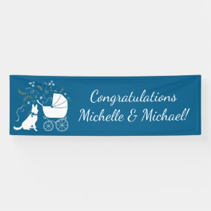 German Shepherd Dog Baby Shower Blue Boy Banner