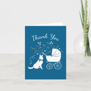 German Shepherd Dog Baby Shower Blue Boy Dankeskarte