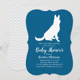German Shepherd Dog Baby Shower French Blue Boy Einladung