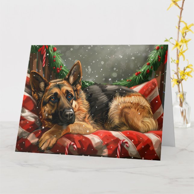German Shepherd Dog Christmas Festive Karte (Gelbe Blume)