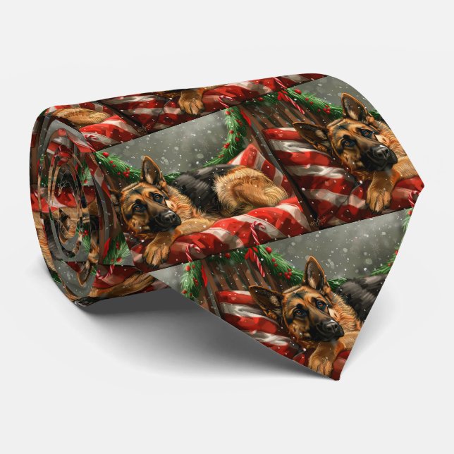 German Shepherd Dog Christmas Festive Krawatte (Gerollt)