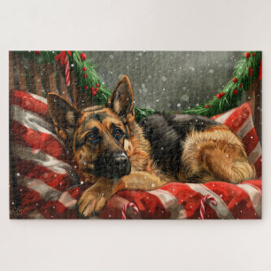 German Shepherd Dog Christmas Festive Puzzle
