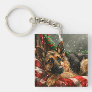 German Shepherd Dog Christmas Festive Schlüsselanhänger