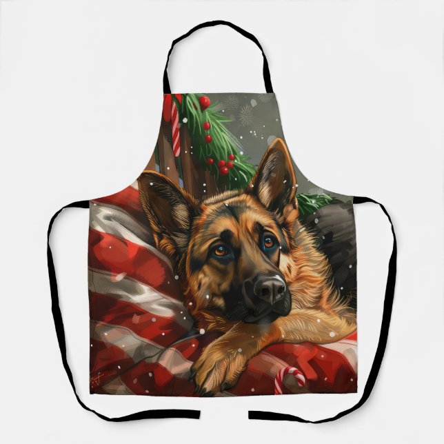German Shepherd Dog Christmas Festive Schürze (Vorderseite)