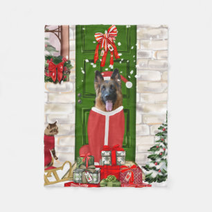 German Shepherd Dog Christmas Fleecedecke