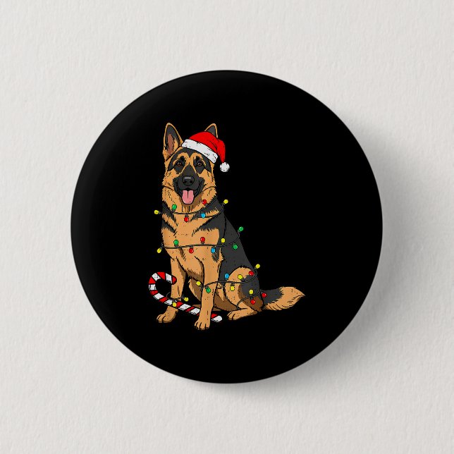 German Shepherd Dog Christmas Lights Xmas Pet Dog  Button (Vorderseite)