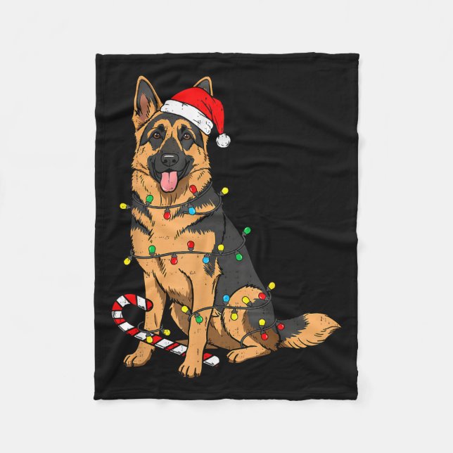 German Shepherd Dog Christmas Lights Xmas Pet Dog  Fleecedecke (Vorderseite)