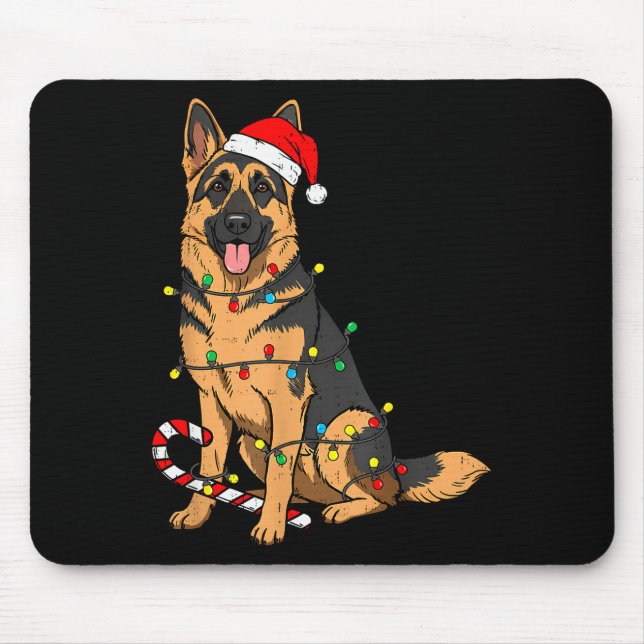 German Shepherd Dog Christmas Lights Xmas Pet Dog  Mousepad (Vorne)