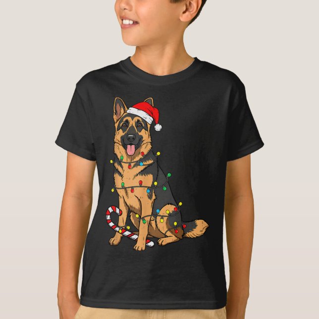 German Shepherd Dog Christmas Lights Xmas Pet Dog  T-Shirt (Vorderseite)
