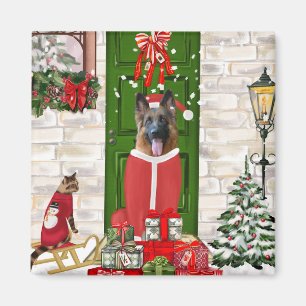 German Shepherd Dog Christmas Magnet
