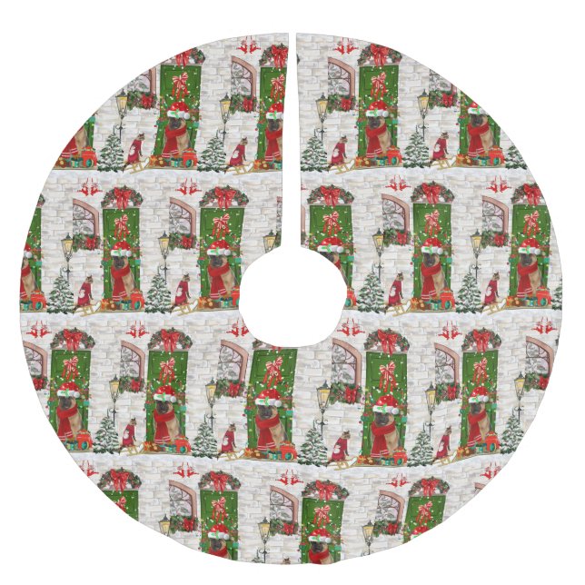 German Shepherd Dog Christmas Polyester Weihnachtsbaumdecke (Vorderseite)