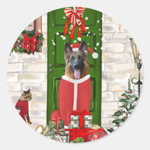 German Shepherd Dog Christmas Runder Aufkleber