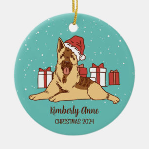 German Shepherd Dog Christmas Snowy Winter Holiday Keramik Ornament