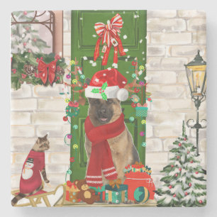 German Shepherd Dog Christmas Steinuntersetzer