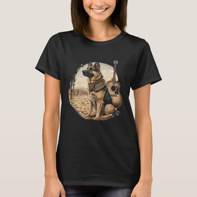 German shepherd Dog Country Music American Rodeo   T-Shirt (Vorderseite)