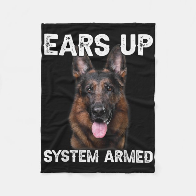 German Shepherd Dog Ears Up System Armed T Shirt  Fleecedecke (Vorderseite)
