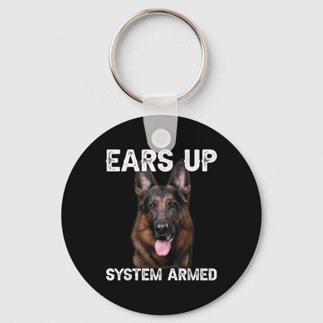 German Shepherd Dog Ears Up System Armed T Shirt  Schlüsselanhänger (Vorderseite)