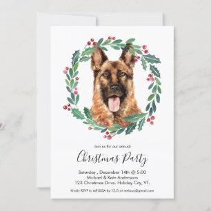 German Shepherd Dog Elegantes Weihnachtsfest Party Einladung