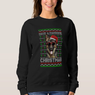 German Shepherd Dog Funny Pawsome Christmas Sweatshirt