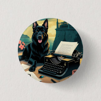 German Shepherd Dog Gentleman Vintag Button