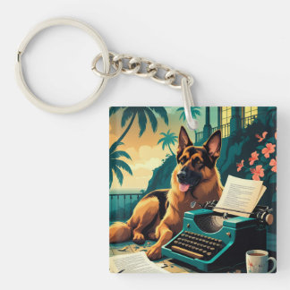 German Shepherd Dog Gentleman Vintag Schlüsselanhänger