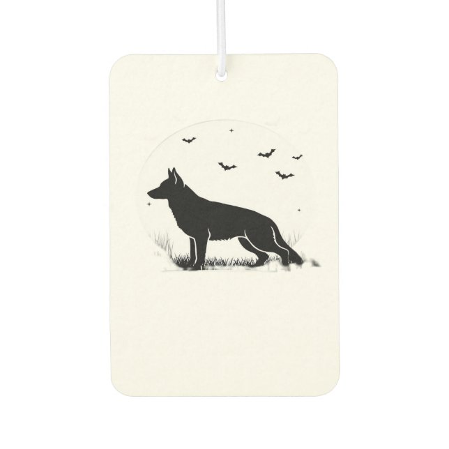 German Shepherd Dog � Halloween Moon Silhouette Cl Autolufterfrischer (Vorderseite)