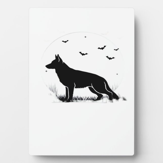 German Shepherd Dog � Halloween Moon Silhouette Cl Fotoplatte (Vorderseite)