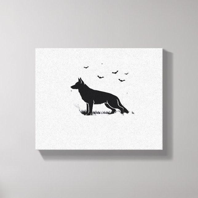 German Shepherd Dog - Halloween Moon Silhouette Cl Leinwanddruck (Vorderseite)