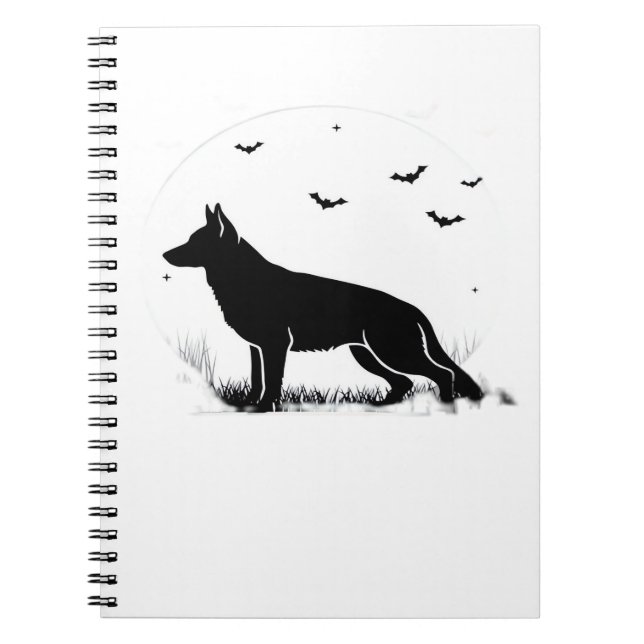 German Shepherd Dog - Halloween Moon Silhouette Cl Notizblock (Vorderseite)