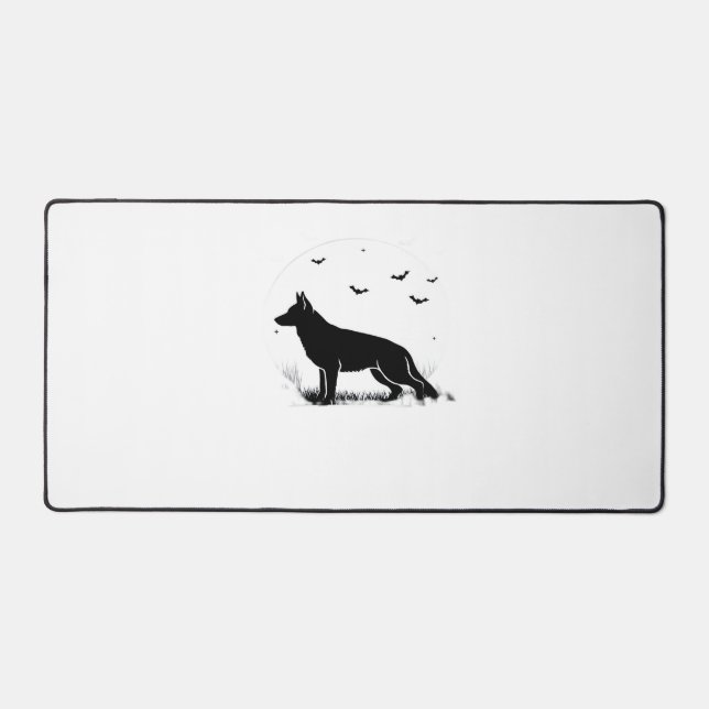 German Shepherd Dog - Halloween Moon Silhouette Cl Schreibtischunterlage (Vorderseite)