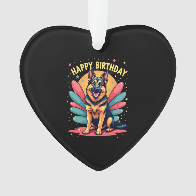 German Shepherd Dog Happy Birthday Party Shep Clot Ornament (Vorderseite)