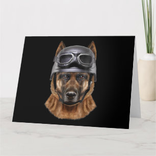 German Shepherd Dog Helmet Gift For Biker In Motor Karte