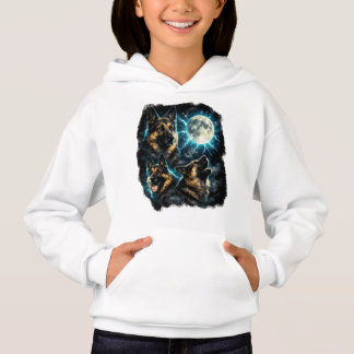 German shepherd dog howling at the moon hoodie