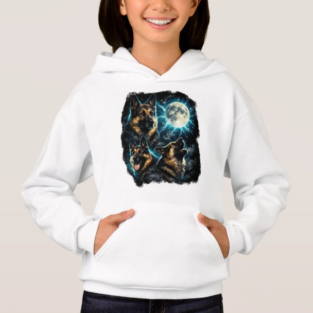 German shepherd dog  howling at the moon hoodie (Vorderseite)