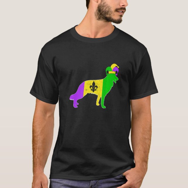 German Shepherd Dog Mardi Gras Carnivals Funny Pup T-Shirt (Vorderseite)