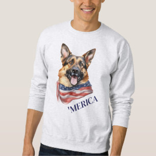 German Shepherd Dog Patriotic USA "Merica Flag Sweatshirt