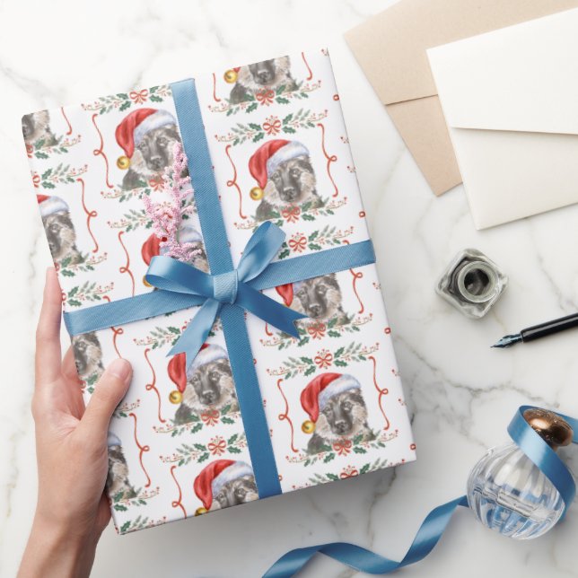 German Shepherd Dog Pattern Weihnachten Geschenkpapier (Schenken)