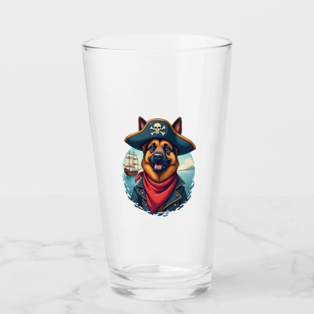 German Shepherd Dog Pirate Copy Glas (Vorderseite)