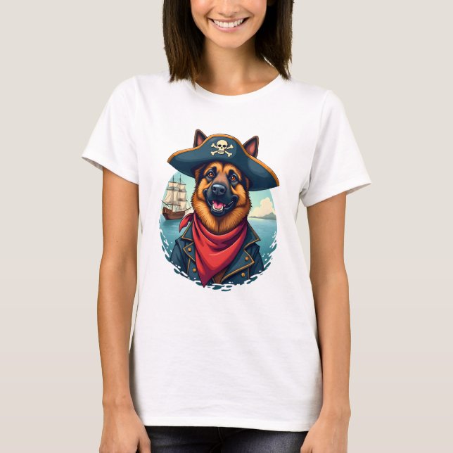 German Shepherd Dog Pirate Copy T-Shirt (Vorderseite)
