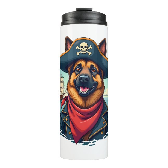 German Shepherd Dog Pirate Copy Thermosbecher (Vorderseite)