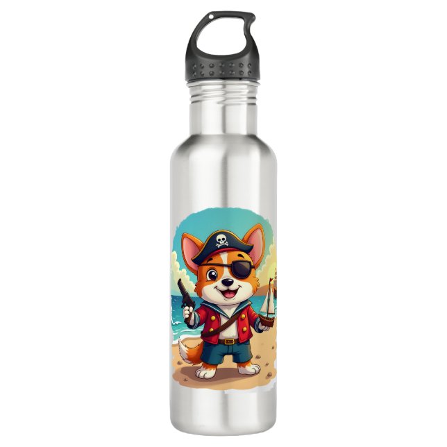 German Shepherd Dog Pirate Edelstahlflasche (Vorderseite)