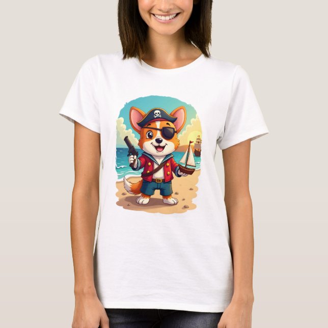 German Shepherd Dog Pirate T-Shirt (Vorderseite)
