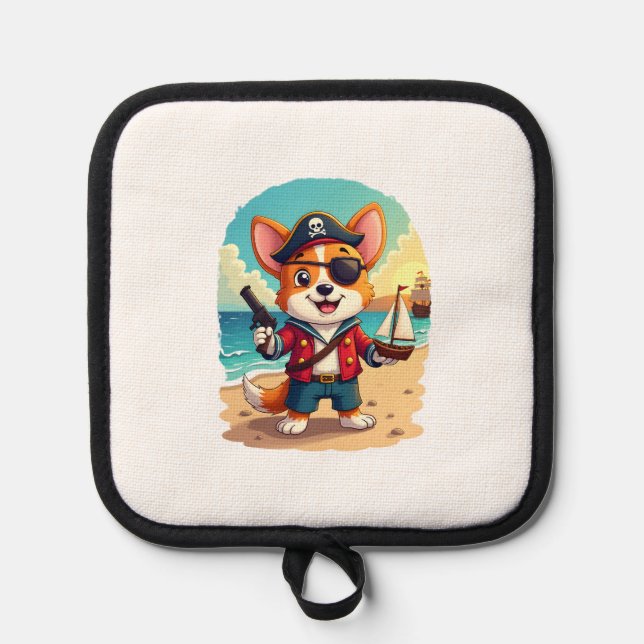 German Shepherd Dog Pirate Topflappen (Vorderseite)