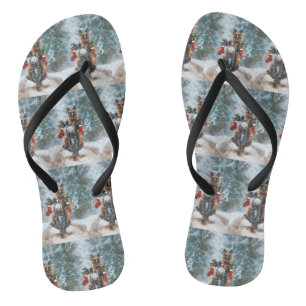 German Shepherd Dog Riding Motorrad Weihnachten Flip Flops