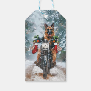 German Shepherd Dog Riding Motorrad Weihnachten Geschenkanhänger
