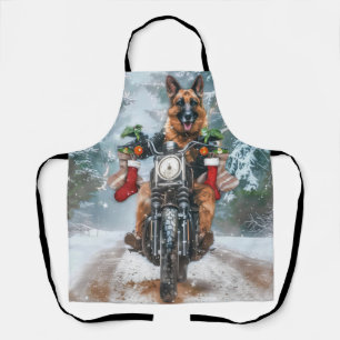 German Shepherd Dog Riding Motorrad Weihnachten Schürze