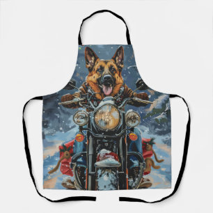 German Shepherd Dog Riding Motorrad Weihnachten Schürze