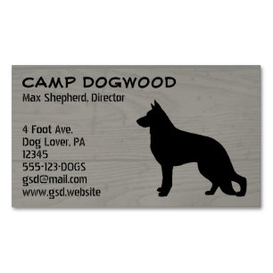 German Shepherd Dog Silhouette Imitate Wood Style Magnetische Visitenkarte