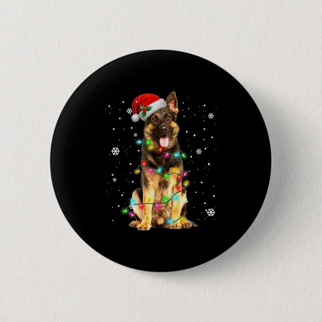 German Shepherd Dog Tree Christmas Sweater Xmas Do Button (Vorderseite)
